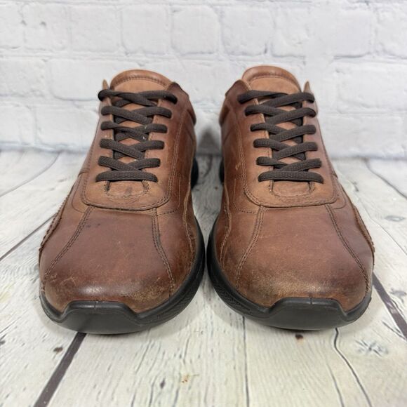 Ecco Irving Men Size 10-10.5 Brown Leather Trainers Lace Up Comfort Career Shoes main image 13